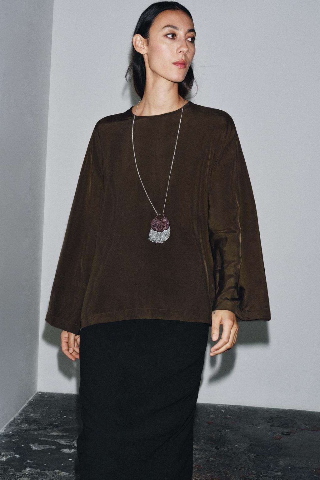 БЛУЗА ИЗ СТРУЯЩЕЙСЯ ТКАНИ — ZW COLLECTION