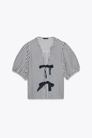 Купить Zara Блуза льняная с завязками