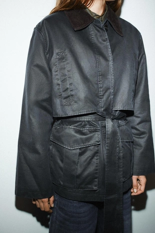 Парка с вощеным покрытием и вельветовым воротником- Заказать в России