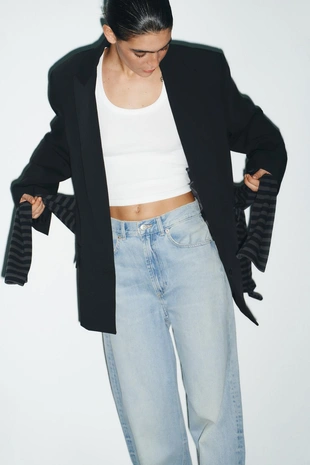 Купить Zara Джинсы TRF EXTRA WIDE LEG с высокой посадкой