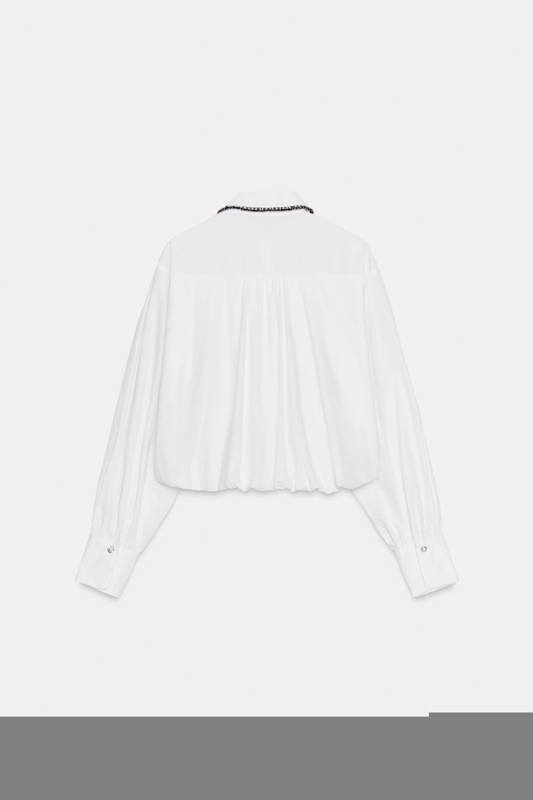 Рубашка с бусинами из поплина