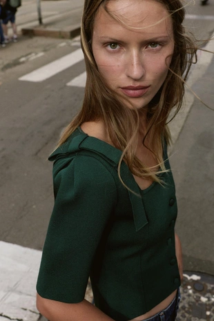 Вязаный кардиган с завязками на плечах- Заказать в России