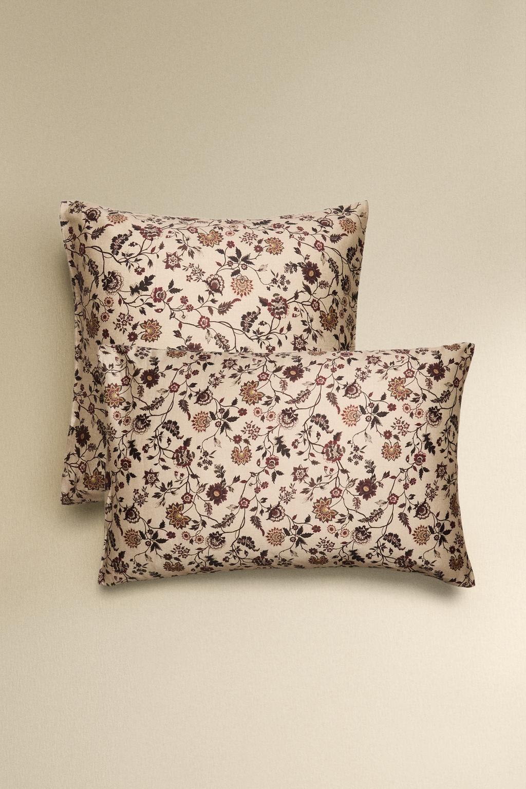 Подушка из хлопкового шёлка с цветочным принтом