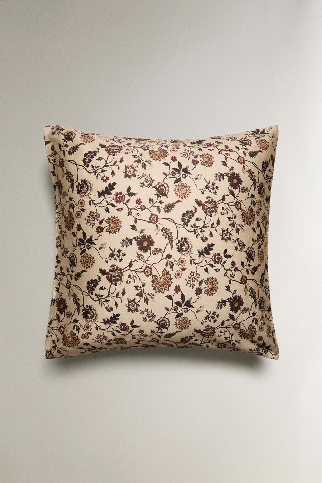 Подушка из хлопкового шёлка с цветочным принтом