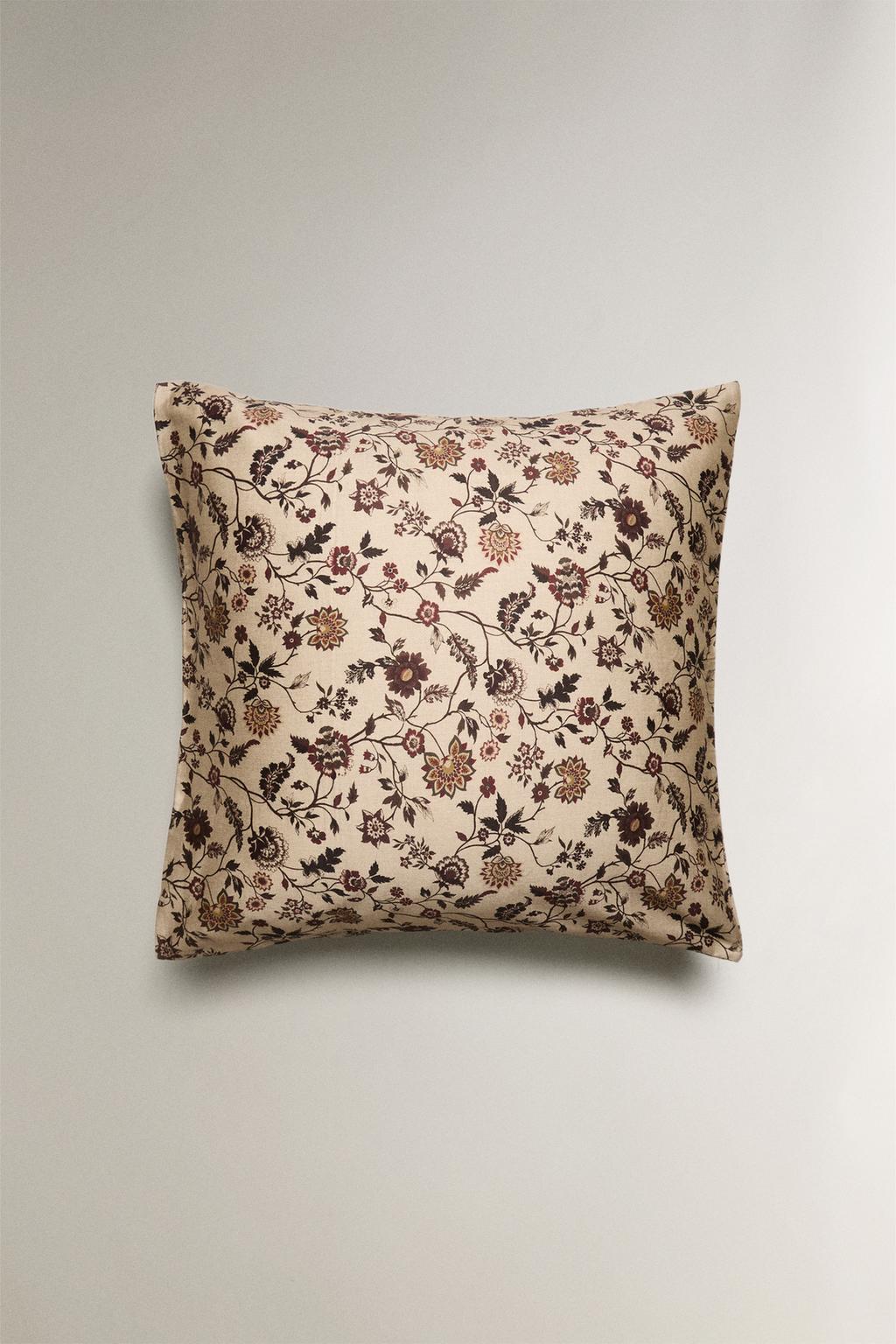 Подушка из хлопкового шёлка с цветочным принтом