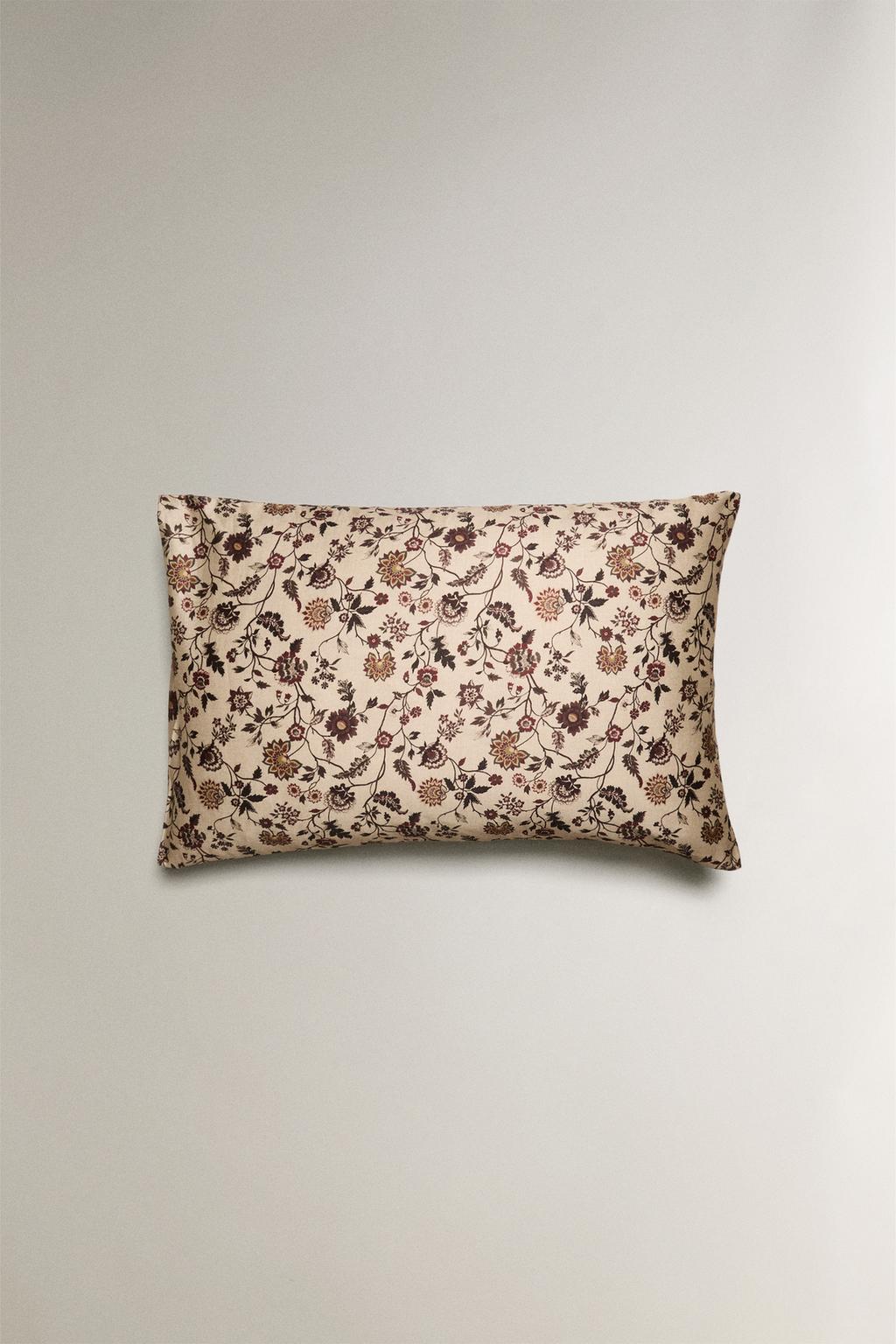 Подушка из хлопкового шёлка с цветочным принтом