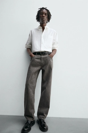 Джинсы STRAIGHT FIT с эффектом потертости- Заказать в России