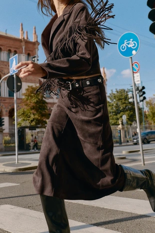 Юбка миди из искусственной замши- Заказать в России