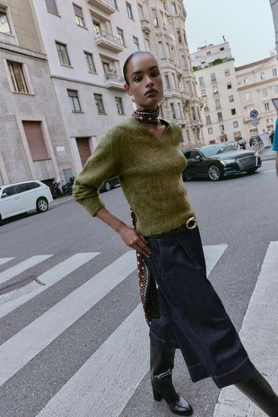 Трикотажный джемпер с ворсистой текстурой- Заказать в России