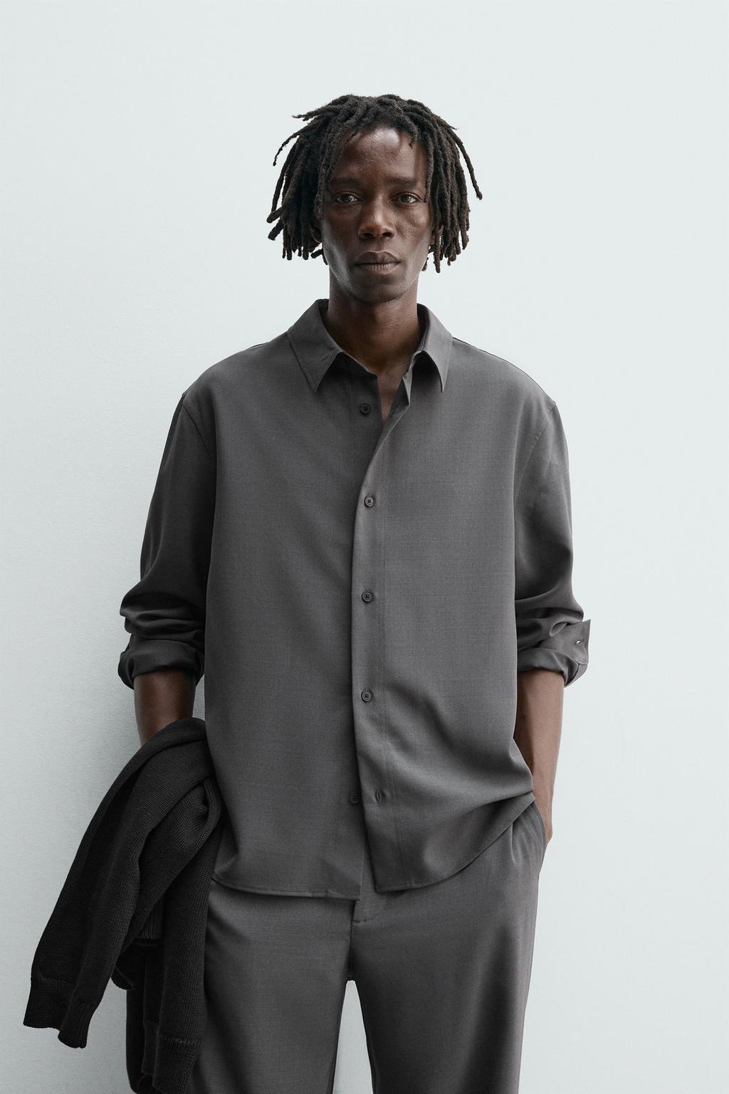 РУБАШКА RELAXED FIT ИЗ СТРУЯЩЕЙСЯ ТКАНИ