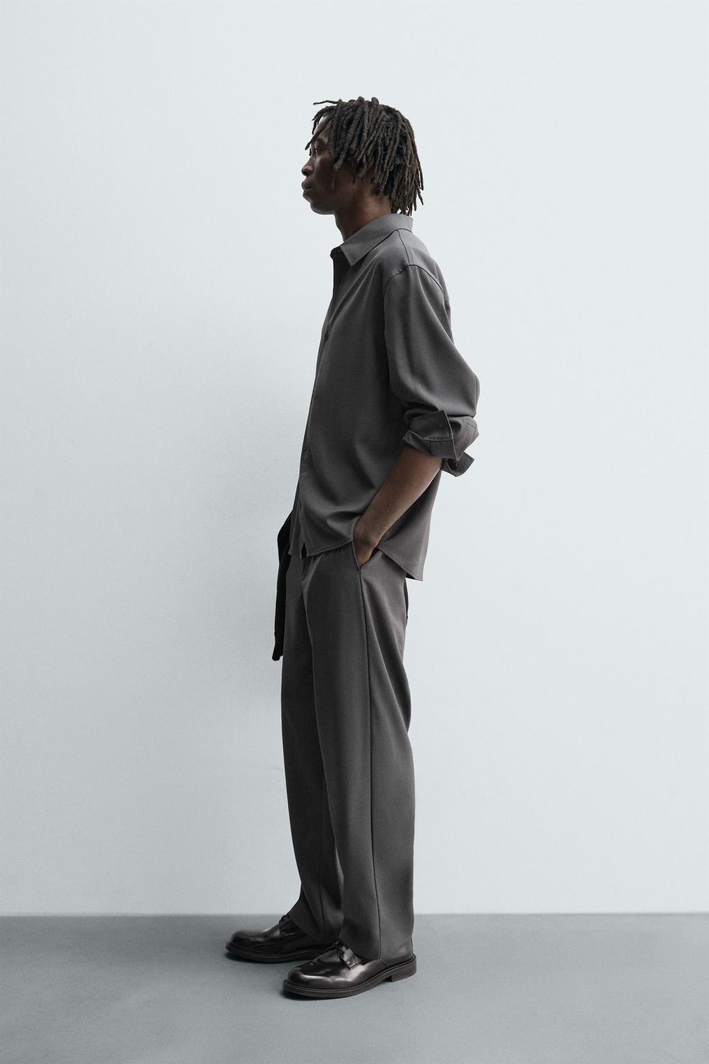 РУБАШКА RELAXED FIT ИЗ СТРУЯЩЕЙСЯ ТКАНИ