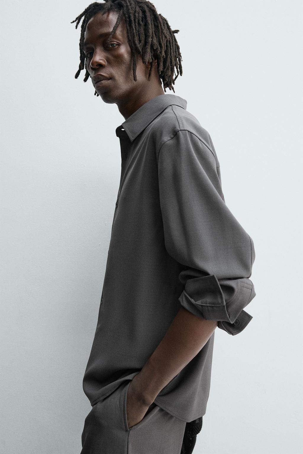 РУБАШКА RELAXED FIT ИЗ СТРУЯЩЕЙСЯ ТКАНИ