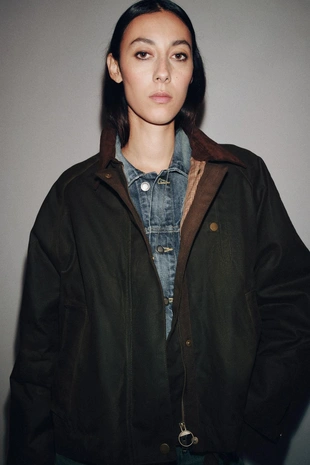 Куртка с вощеным покрытием и контрастным воротником — ZW COLLECTION- Заказать в России