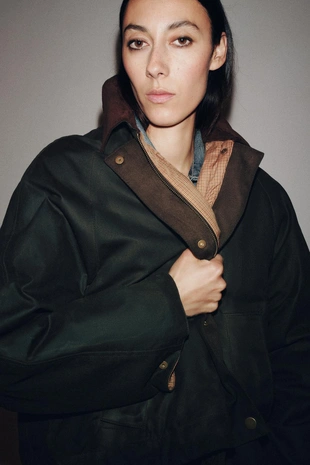 Куртка с вощеным покрытием и контрастным воротником — ZW COLLECTION- Заказать в России