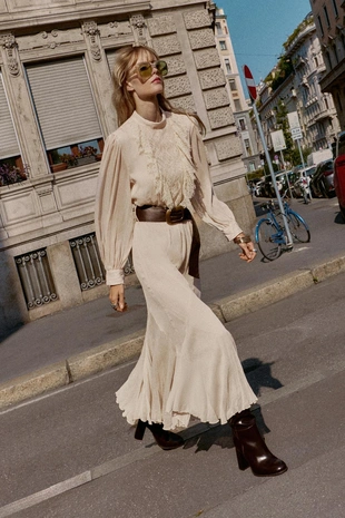 Кружевное платье миди с поясом- Заказать в России