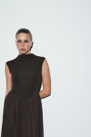 Длинное комбинированное платье из тюля- Заказать в России