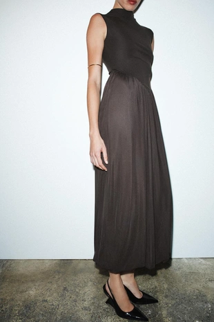 Длинное комбинированное платье из тюля- Заказать в России