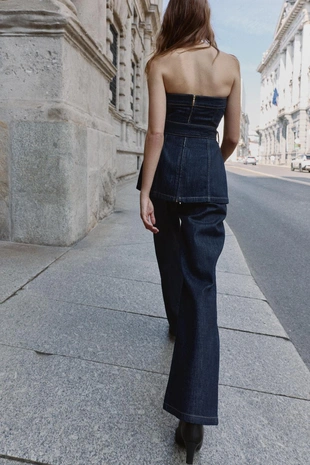 Джинсовый топ-бандо Z1975 с поясом- Заказать в России