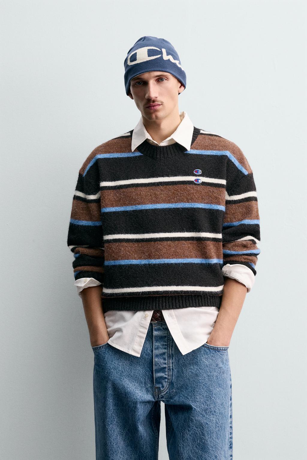СВИТЕР В ПОЛОСКУ С НАШИВКАМИ CHAMPION ® X ZARA
