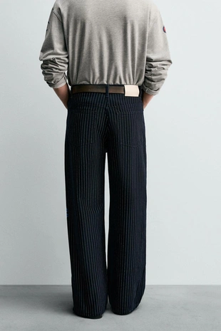 Blue | 6688/332/407 - Zara Джинсы BAGGY FIT в полоску CHAMPION ® X ZARA