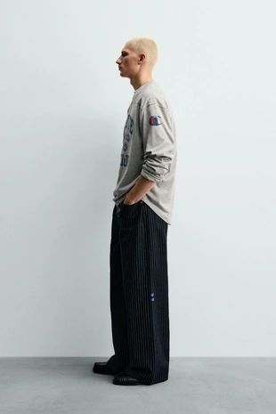 Джинсы BAGGY FIT в полоску CHAMPION ® X ZARA- Заказать в России