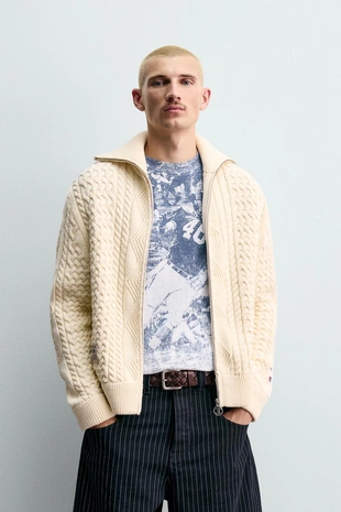 Трикотажная куртка с жаккардовым узором CHAMPION ® X ZARA- Заказать в России