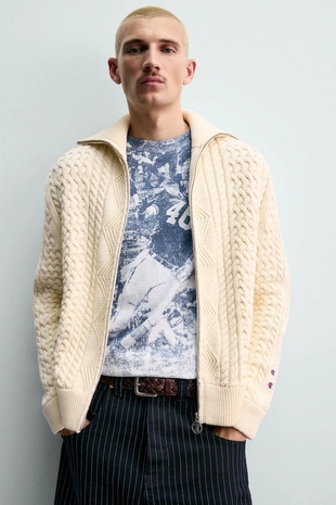 Трикотажная куртка с жаккардовым узором CHAMPION ® X ZARA- Заказать в России