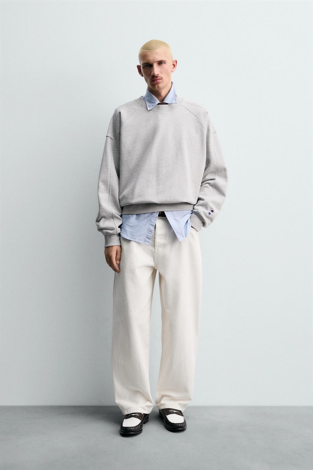 Zara Толстовка crewneck с нашивками champion ® x zara - Цвет серый