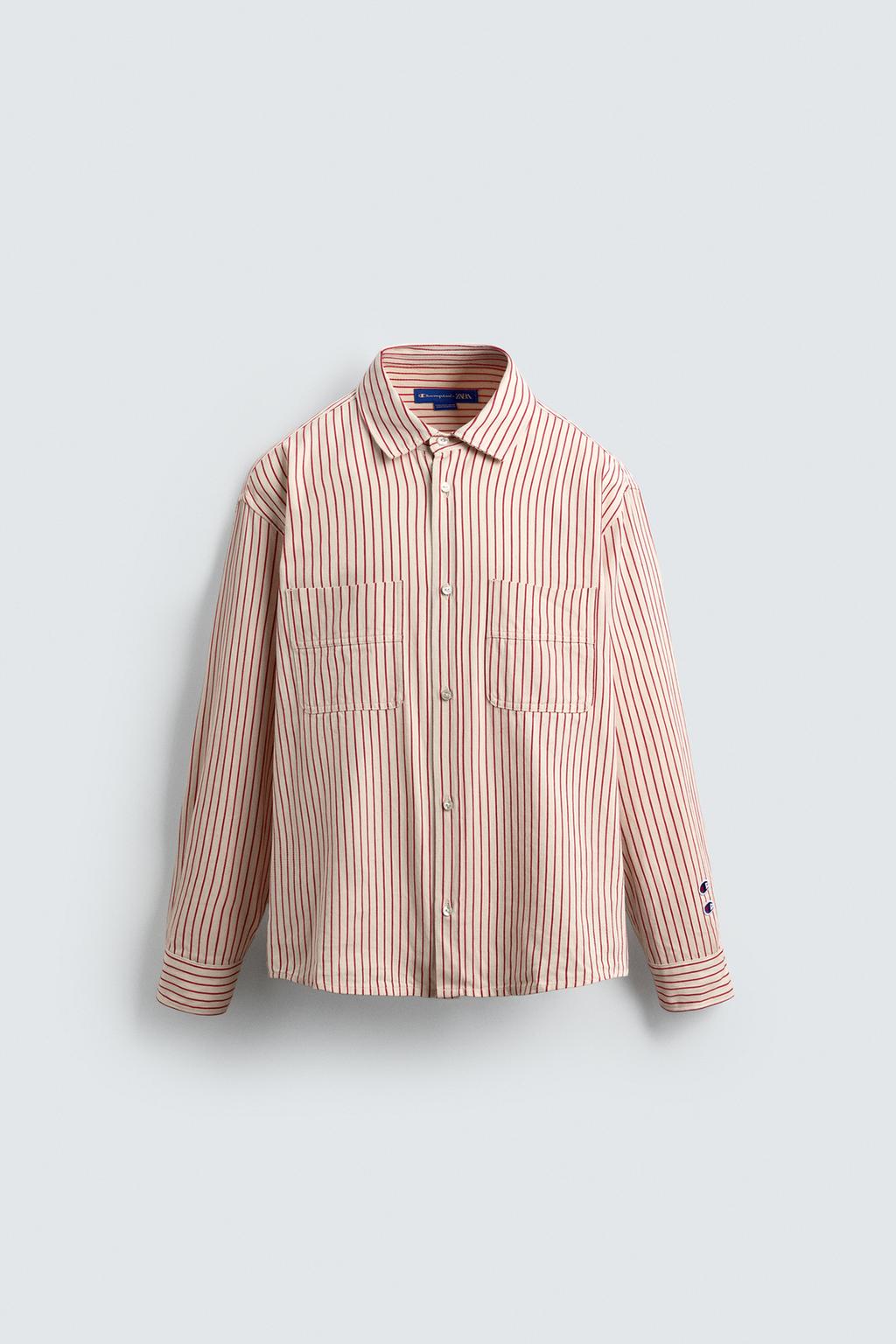 РУБАШКА В ПОЛОСКУ С НАШИВКАМИ CHAMPION® X ZARA