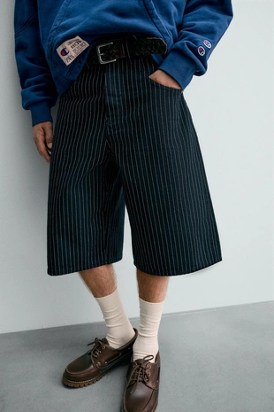 Шорты-бермуды свободного кроя в полоску CHAMPION ® X ZARA- Заказать в России