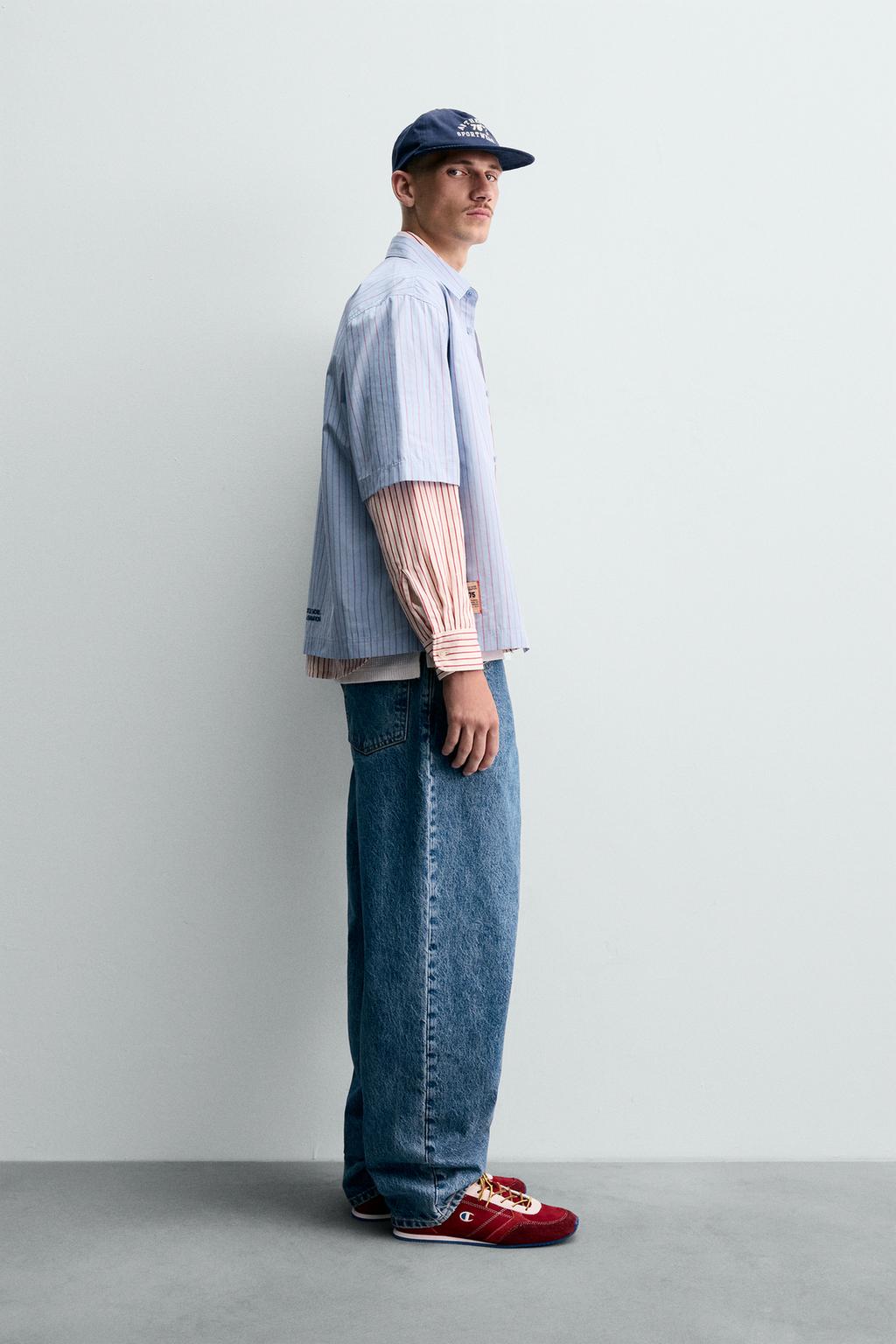 РУБАШКА В ПОЛОСКУ С НАШИВКАМИ CHAMPION ® X ZARA