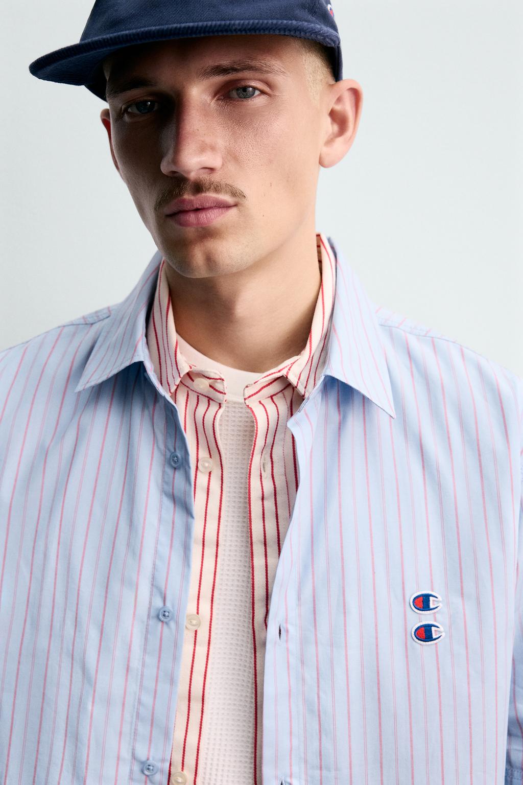 РУБАШКА В ПОЛОСКУ С НАШИВКАМИ CHAMPION ® X ZARA