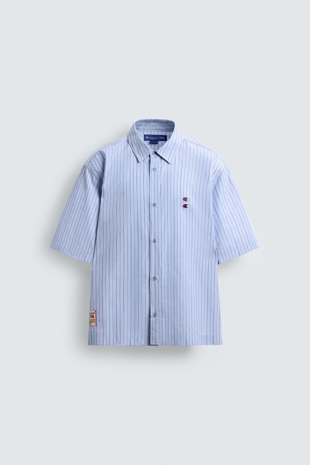 РУБАШКА В ПОЛОСКУ С НАШИВКАМИ CHAMPION ® X ZARA