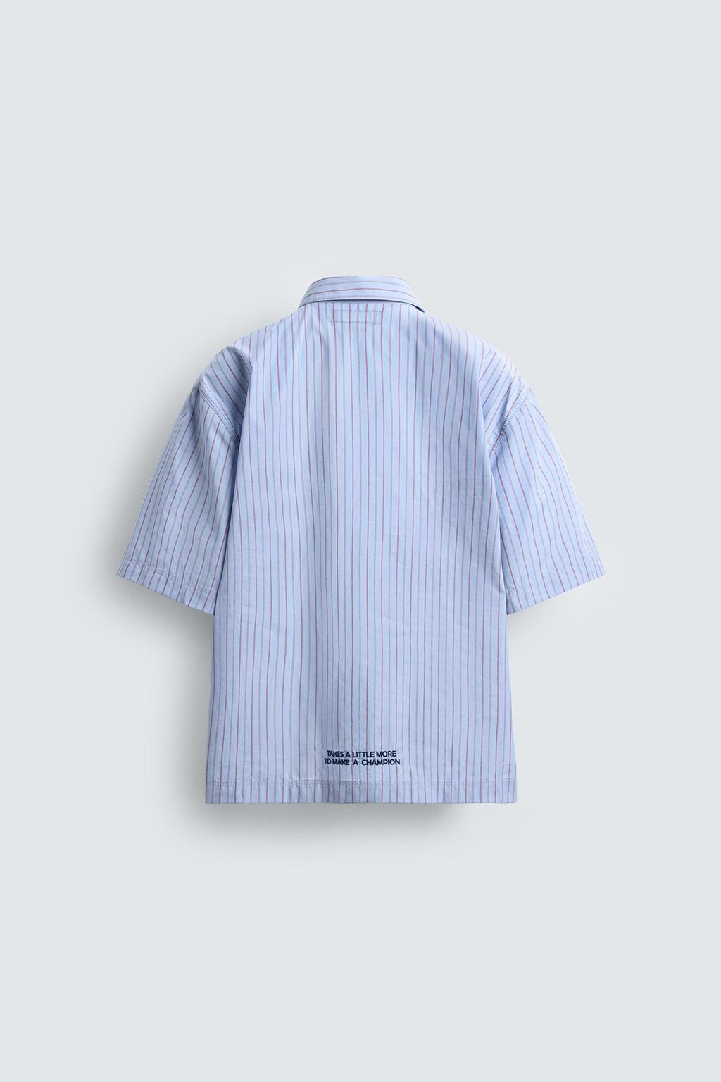 РУБАШКА В ПОЛОСКУ С НАШИВКАМИ CHAMPION ® X ZARA