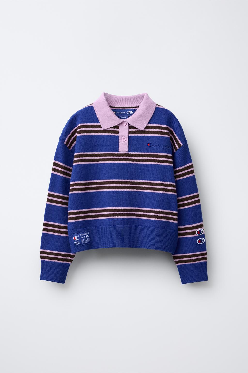 ТРИКОТАЖНЫЙ ДЖЕМПЕР В ПОЛОСКУ С ВЫШИВКОЙ CHAMPION ® X ZARA