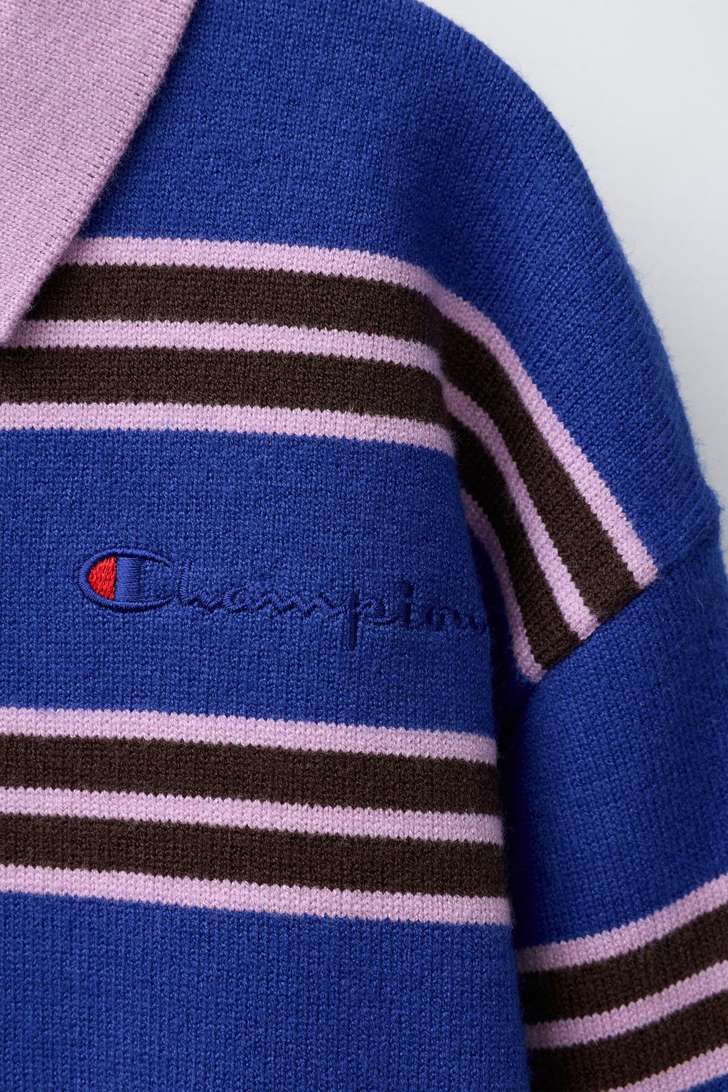 ТРИКОТАЖНЫЙ ДЖЕМПЕР В ПОЛОСКУ С ВЫШИВКОЙ CHAMPION ® X ZARA