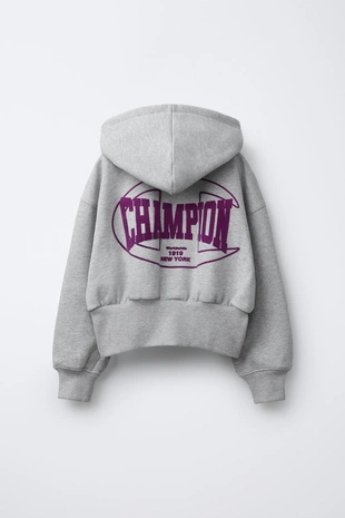 Толстовка на молнии с текстом и флоком CHAMPION ® X ZARA- Заказать в России