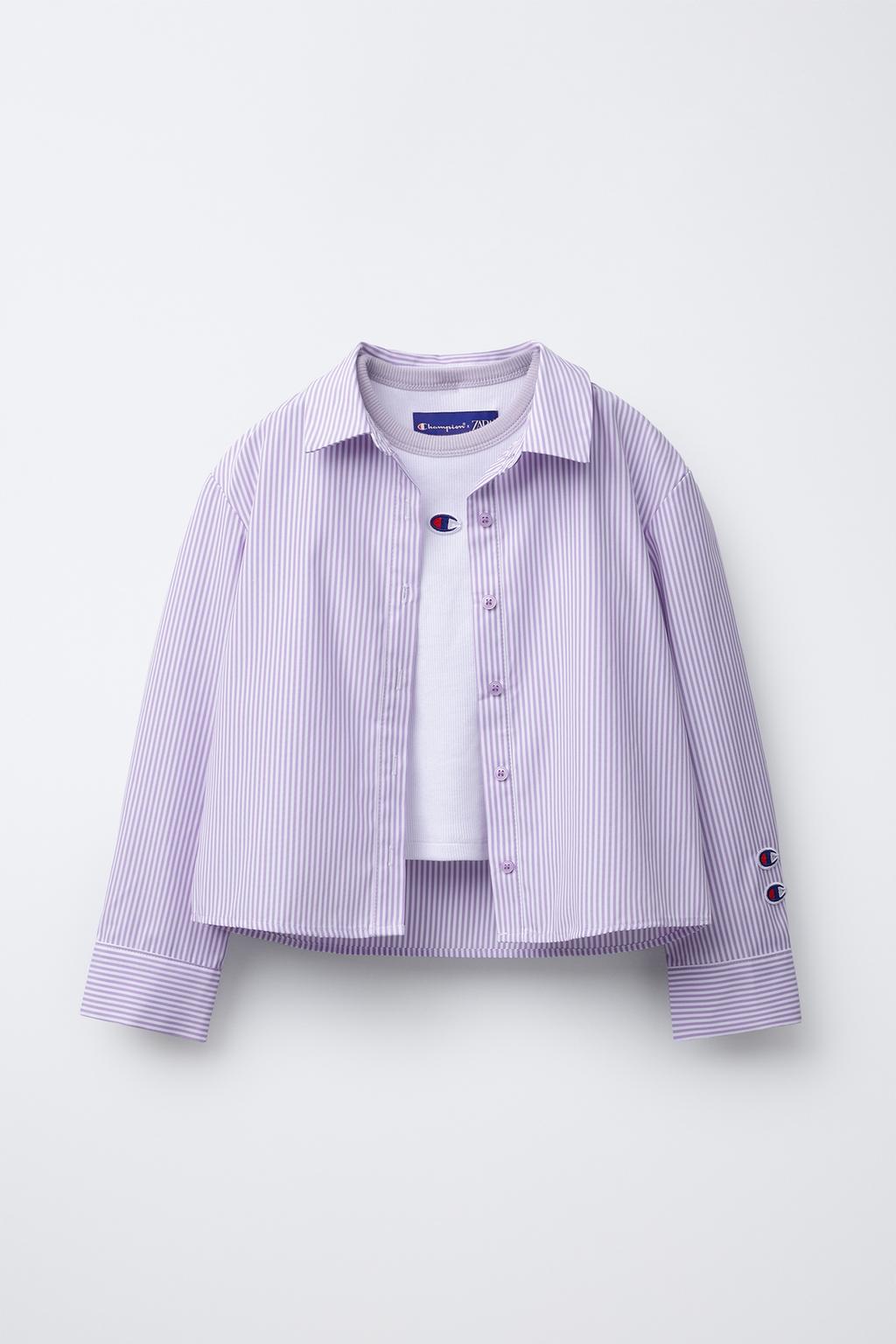 КОМПЛЕКТ РУБАШКА ПОПЛИН В ПОЛОСКУ С ТРИКОТАЖНОЙ МАЙКОЙ CHAMPION ® X ZARA
