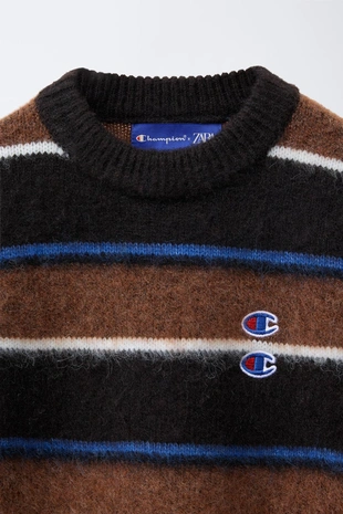 Brown | 1473/777/700 - Zara Трикотажный джемпер в полоску CHAMPION ® X ZARA