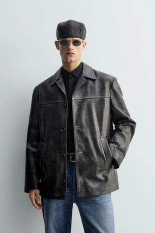 Кожаная куртка с эффектом винтажа — LIMITED EDITION- Заказать в России