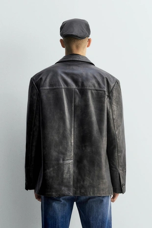 Кожаная куртка с эффектом винтажа — LIMITED EDITION- Заказать в России