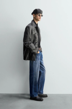 Кожаная куртка с эффектом винтажа — LIMITED EDITION- Заказать в России