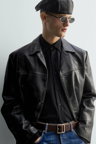 Кожаная куртка с эффектом винтажа — LIMITED EDITION- Заказать в России