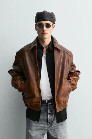 Кожаная куртка в винтажном стиле ограниченной серии- Заказать в России
