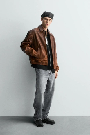 Кожаная куртка в винтажном стиле ограниченной серии- Заказать в России