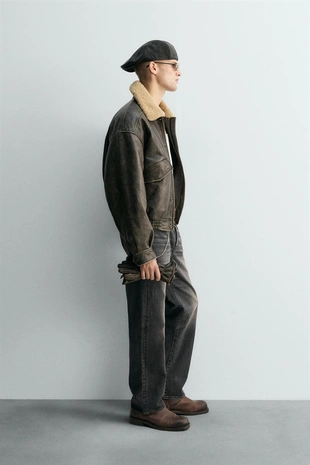 Кожаная куртка с комбинированным воротником LIMITED EDITION- Заказать в России