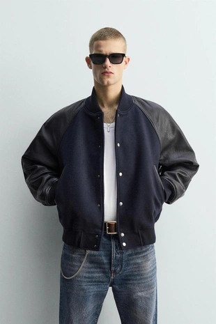 Комбинированный кожаный бомбер LIMITED EDITION- Заказать в России