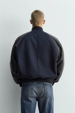 Комбинированный кожаный бомбер LIMITED EDITION- Заказать в России