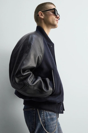 Комбинированный кожаный бомбер LIMITED EDITION- Заказать в России