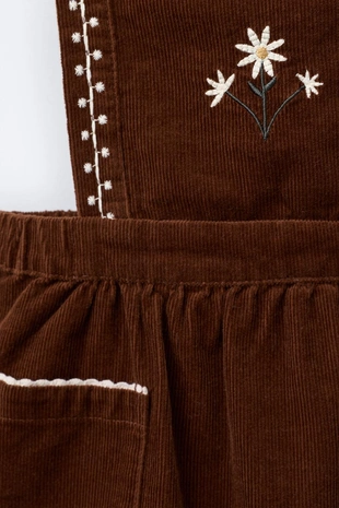 Brown | 5644/642/700 - Zara Вельветовый сарафан с вышивкой